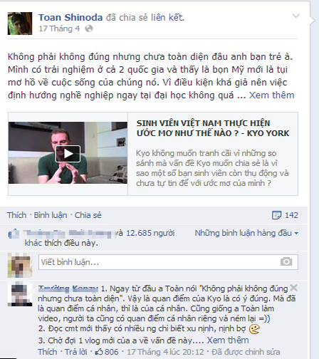 Vlogger Toàn Shinoda “ném đá” ca sỹ Mỹ